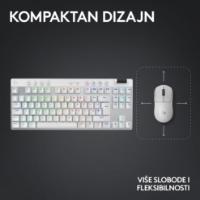 Tipkovnica LOGITECH G Pro X TKL LIGHTSPEED, mehanička, brezžična, RGB, bela