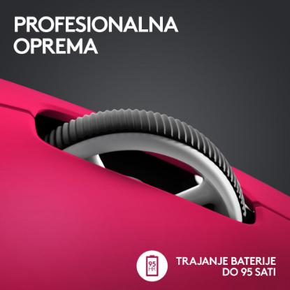 Miška LOGITECH Pro X Superlight 2, bežični, optički, 32000dpi, rozi, USB