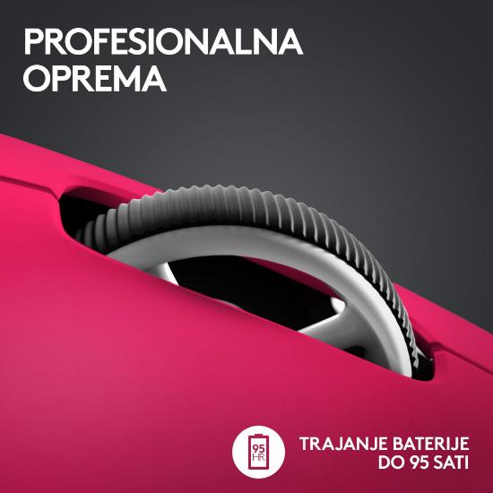 Miška LOGITECH Pro X Superlight 2, bežični, optički, 32000dpi, rozi, USB