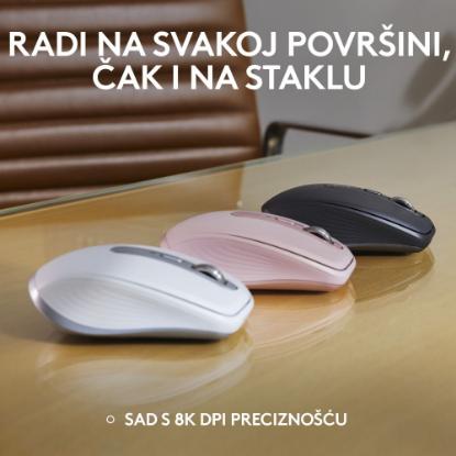 Miška LOGITECH MX Anywhere 3S, laserski, bežični, BT, rozi