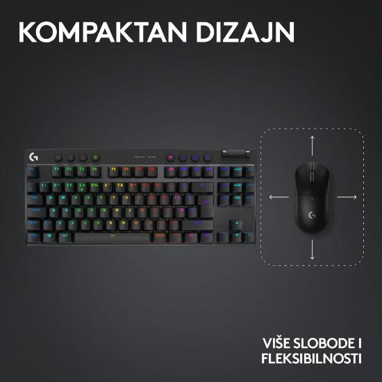 Tipkovnica LOGITECH G Pro X TKL LIGHTSPEED, mehanička, brezžična, RGB, črna