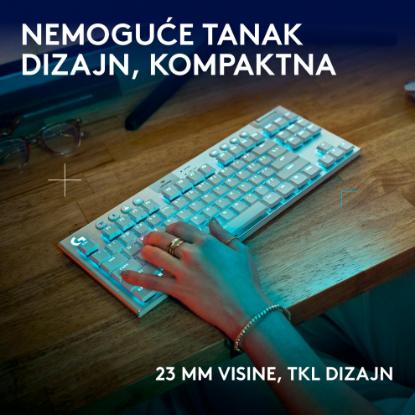 Tipkovnica LOGITECH Gaming G915 X TKL Tactile, RGB, mehanička, US Layout, USB, bela