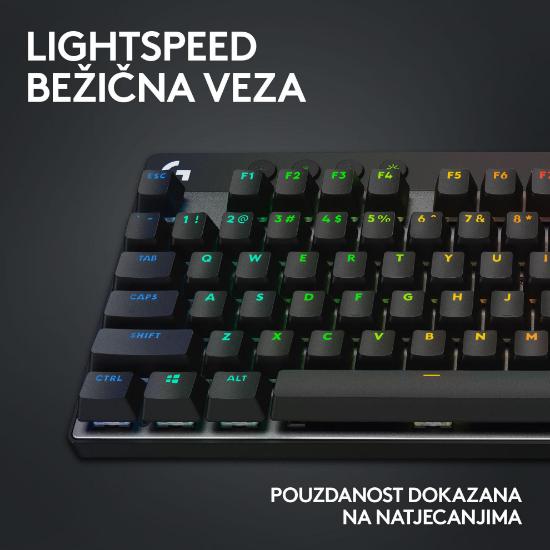 Tipkovnica LOGITECH G Pro X TKL LIGHTSPEED, mehanička, brezžična, RGB, črna