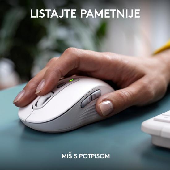 Tipkovnica + miška LOGITECH MK950 Signature Slim Combo, brezžična, bela, Bolt Receiver USB