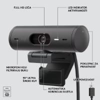 Web kamera LOGITECH Brio 500, črna