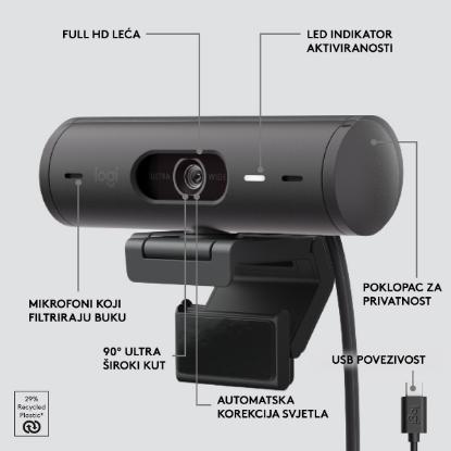 Web kamera LOGITECH Brio 500, črna