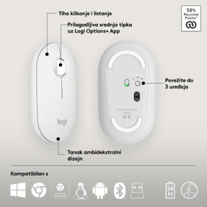 Tipkovnica + miška LOGITECH Pebble 2 Combo, brezžična, bela