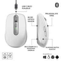 Miška LOGITECH MX Anywhere 3S, laserski, bežični, BT, pale gray