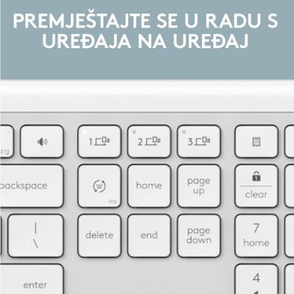 Tipkovnica LOGITECH K950 Signature Slim, brezžična, Bolt Receiver USB, bela