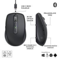 Miška LOGITECH MX Anywhere 3S, laserski, bežični, BT, graphite