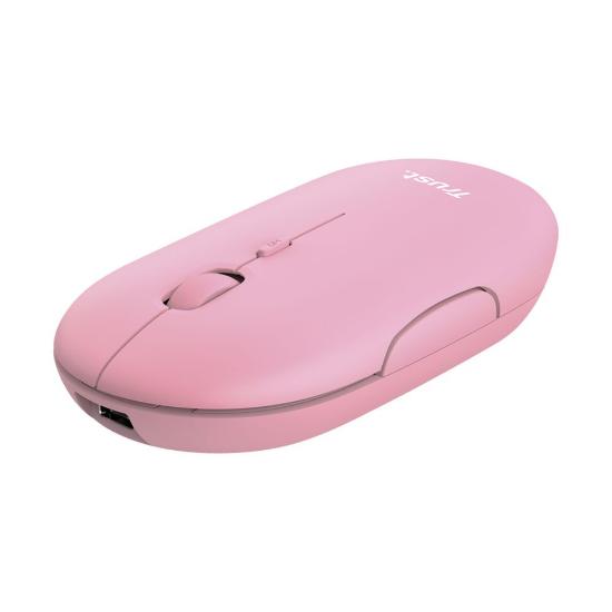 Miška TRUST Puck, optički, bežični, BT, 1600dpi, rozi