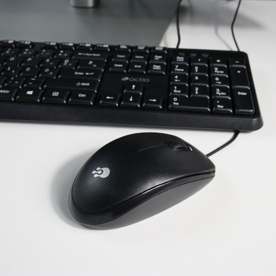 Tipkovnica + miška OCTIO KM100U, črni, USB