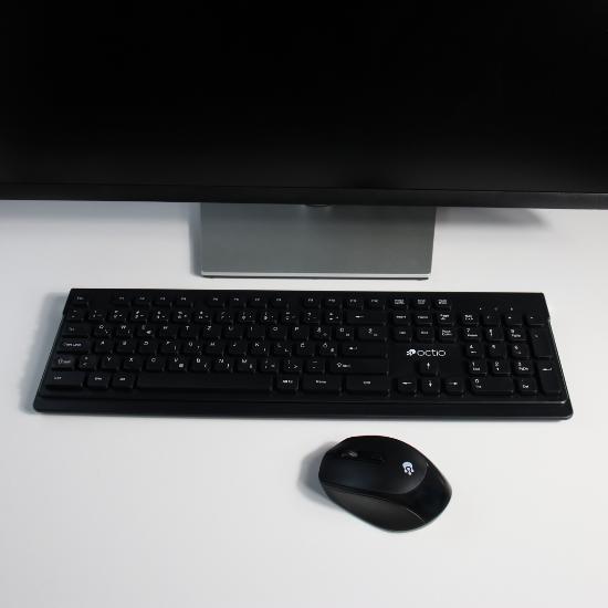 Tipkovnica + miška OCTIO KM200W, črni, bežični