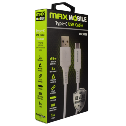 Kabel MAXMOBILE USB 2.0 na USB-C, kevlar, 1 m, bijeli