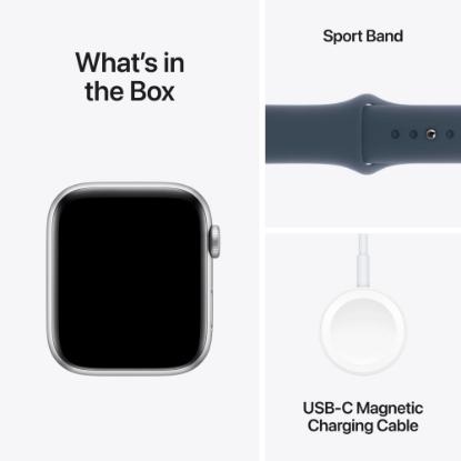 Pametna ura APPLE Watch SE2 V2 GPS, 44mm Silver Alu Case w Storm Blue Sport Band - M/L