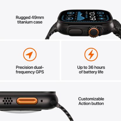 Pametna ura APPLE Watch Ultra2 v2 Cellular, 49mm Black Titanium Case with Black Trail Loop - M/L