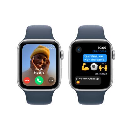 Pametna ura APPLE Watch SE2 V2 GPS, 44mm Silver Alu Case w Storm Blue Sport Band - M/L
