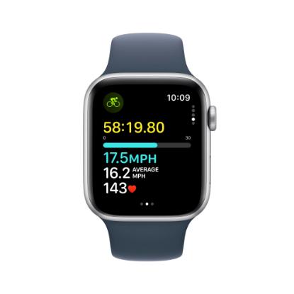 Pametna ura APPLE Watch SE2 V2 GPS, 44mm Silver Alu Case w Storm Blue Sport Band - M/L