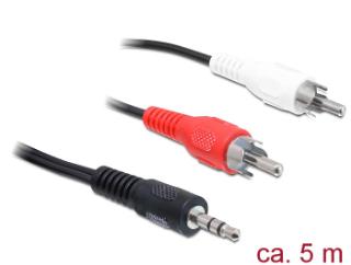 Kabel DELOCK, audio stereo, 2xRCA (M) na 3.5mm (M), 5m