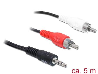Kabel DELOCK, audio stereo, 2xRCA (M) na 3.5mm (M), 5m