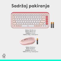 Tipkovnica + miška LOGITECH POP Icon Combo, brezžična, US Layout, BT, rozo-bela