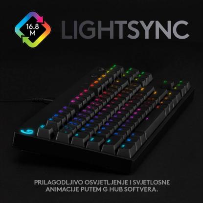 Tipkovnica LOGITECH G Pro TKL, GX Blue, mehanička, RGB, črna, USB