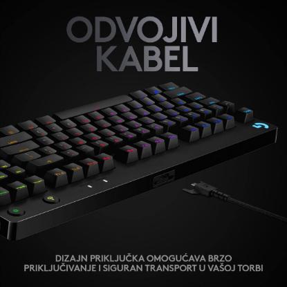 Tipkovnica LOGITECH G Pro TKL, GX Blue, mehanička, RGB, črna, USB