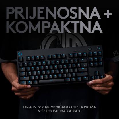 Tipkovnica LOGITECH G Pro TKL, GX Blue, mehanička, RGB, črna, USB