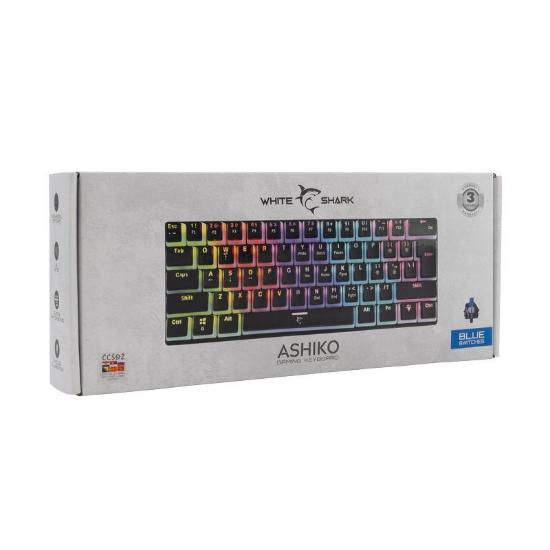 Tipkovnica WHITE SHARK GK-2202 Ashiko, RGB, plavi switch, mehanička, UK/HR, črna, USB