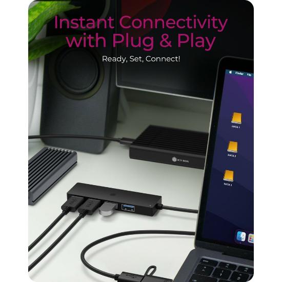 USB HUB ICY BOX IB-HUB1424-C3, USB-A/C na 4x USB-A 3.2 Gen 1