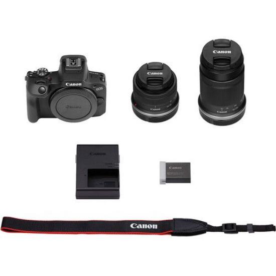 Digitalni fotoaparat CANON EOS R100 18-45 + 55-120, 25.8 Mpx, UHD 4K, crni