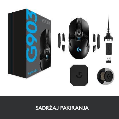 Miška LOGITECH Gaming G903 Hero, bežični, 25600dpi, črni, USB
