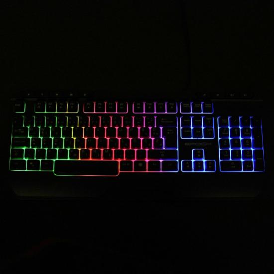 Tipkovnica EPOCH Tethys, Rainbow, membranska, črna, UK/SLO/HR layout, USB