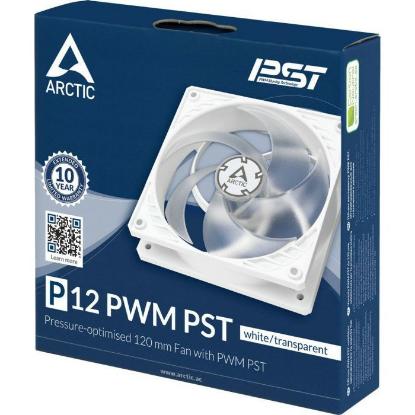 Ventilator ARCTIC P12 PWM PST, 120mm, 1800 okr/min, white/transparent