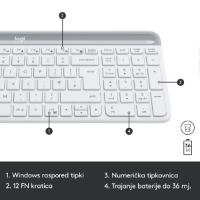 Tipkovnica + miška LOGITECH MK470 Slim Wireless, brezžična, bela