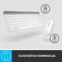 Tipkovnica + miška LOGITECH MK470 Slim Wireless, brezžična, bela