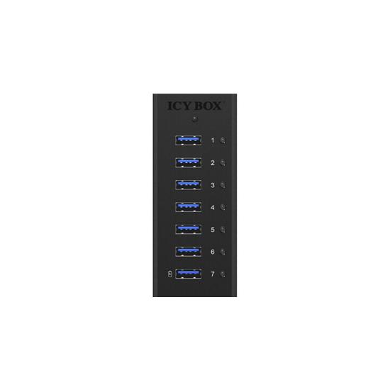 USB HUB ICY BOX IB-AC618, 7-portni 3.0, zunanji adapter za električno napajanje