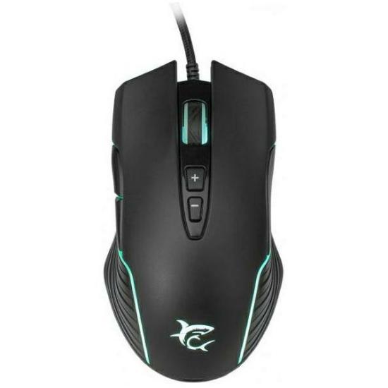Miška WHITE SHARK Azarah, 6400dpi, optički, žičani, črni