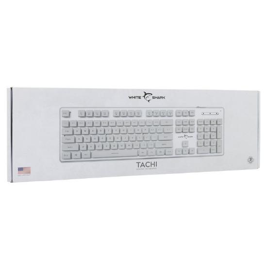 Tipkovnica WHITE SHARK GK-003241 Tachi, membranska, US Layout, USB, bela