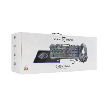 Tipkovnica + miška + podloga + slušalke WHITE SHARK GC-4103 Cheyenne, 4 in 1, SLO/HR