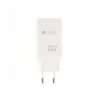 Polnilec OCTIO Volta AC65W Dual GaN, USB-A + USB-C, PD 65W, beli