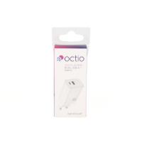 Polnilec OCTIO Volta AC45W Dual GaN, USB-A + USB-C, PD 45W, beli
