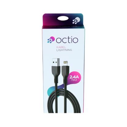 Kabel OCTIO USB-A (M) na Lightning (M), črni, 1m