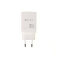 Polnilec OCTIO Volta AC45W Dual GaN, USB-A + USB-C, PD 45W, beli