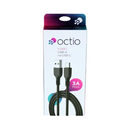 Kabel OCTIO USB-A (M) na USB-C (M), črni, 2m