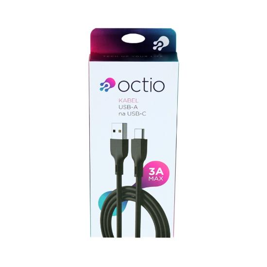 Kabel OCTIO USB-A (M) na USB-C (M), črni, 2m