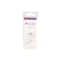 Polnilec OCTIO Volta AC65W Dual GaN, USB-A + USB-C, PD 65W, beli