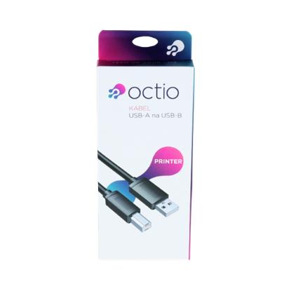 Kabel OCTIO USB-A (M) na USB-B (M), za printer, črni, 1.8m