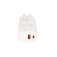 Polnilec OCTIO Volta AC65W Dual GaN, USB-A + USB-C, PD 65W, beli