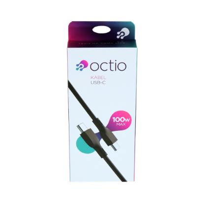 Kabel OCTIO USB-C (M) na USB-C (M), 100W, črni, 1m